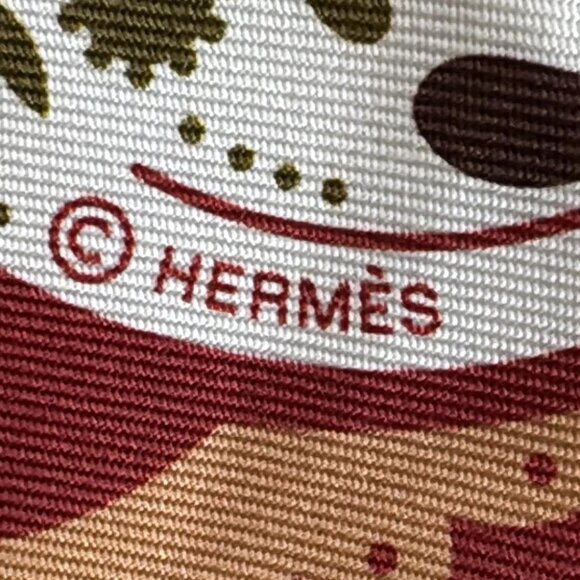 Auth HERMES Twilly - White Orange Multi Silk Scarf - Picture 3 of 4